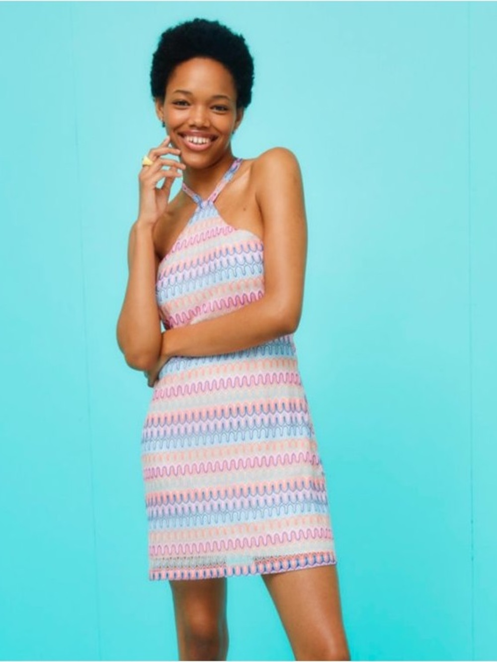 Pastel Multi-Striped Halter Dress